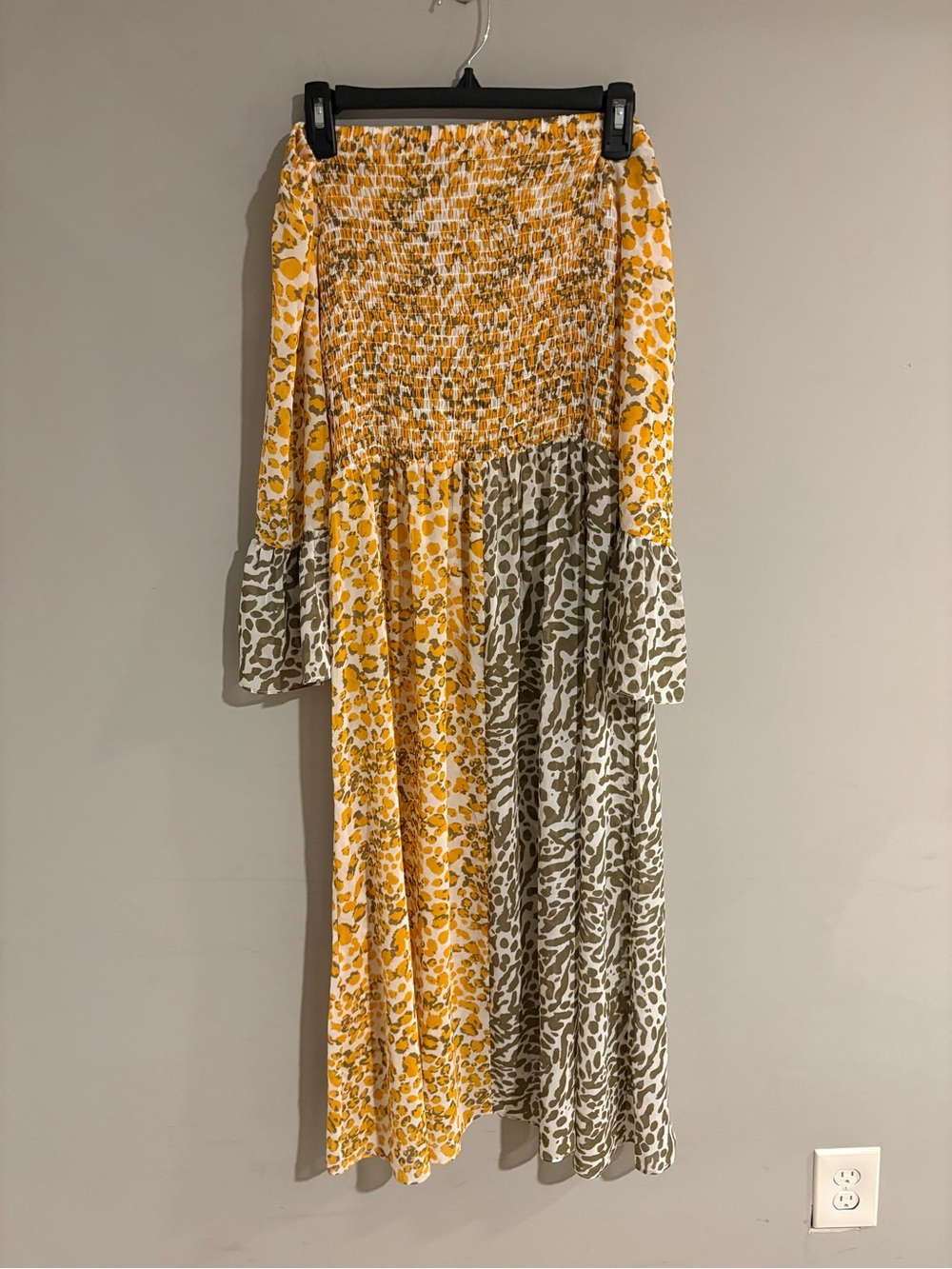 Cato Leopard Print Split Front Maxi Tunic Women's M Off Shoulder Boho - Picture 3 of 4